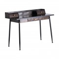 Industriální psací stolek do kanceláře Islip z kovu v tmavě hnědé barvě se zásuvkami 120cm