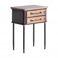 Industriální noční stolek do ložnice Islip ze dřeva a kovu hnědo-černé barvy se dvěma šuplíky 77cm