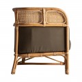 Luxusní ratanová sedačka Aldea do obývacího pokoje v naturálním odstínu s hnědým velbloudním textilním potahem 140cm