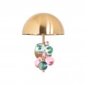 Luxusní art-deco nástěnná lampa Cíl se zlatou kovovou konstrukcí s barevnými skleněnými prvky 25cm