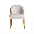 Stylová retro židle Aurélia s hnědýma nohama z borovicového masivu as bílým potahem z bavlněného buklé