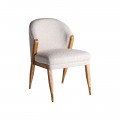Vintage židle Aurélia s čalouněním z bavlněného buklé smetanové barvy as masivními hnědýma nohama 85cm
