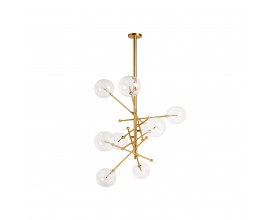 Art-deco luxusní závěsná lampa Esme se zlatou mosaznou konstrukcí as osmi žárovkami ze skla 135cm