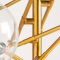Art-deco závěsná lampa Esme s kovovou konstrukcí zlaté barvy a se skleněnými žárovkami 116cm