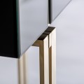 Luxusní art-deco konzolový stolek Steyern v lesklém černém provedení se šuplíkem a párem dvou zlatých kovových podstav 120cm