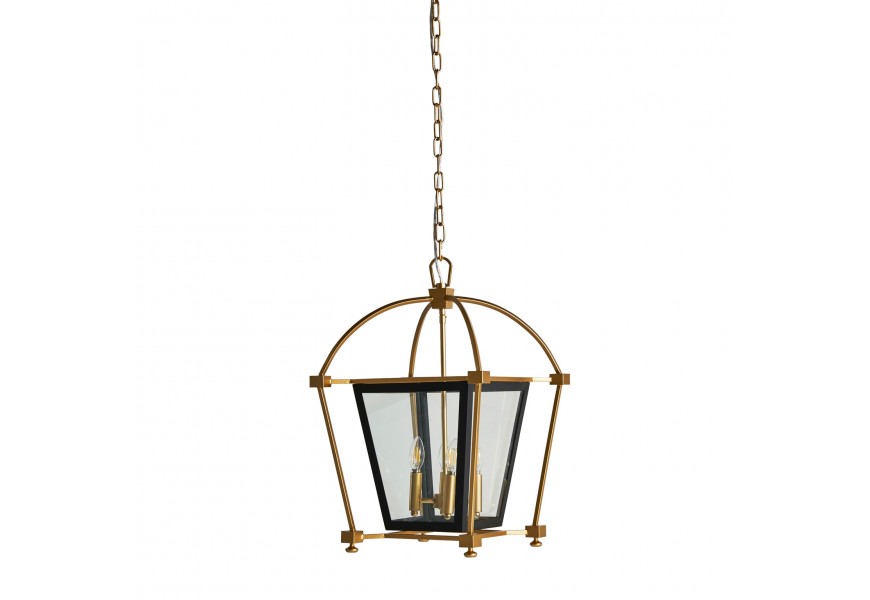 Designová moderní závěsná lampa Abenthy se zlato-čárnou kovovou konstrukcí v art-deco stylu