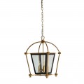 Designová moderní závěsná lampa Abenthy se zlato-čárnou kovovou konstrukcí v art-deco stylu