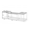 Moderní designový set tří konferenčních stolků Elements s pochromovanýma nohama a černými povrchovými deskami 75cm