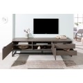 Moderní šedohnědý TV stolek Marsh do obývacího pokoje se dvěma dvířky a dvěma zásuvkami 180cm 