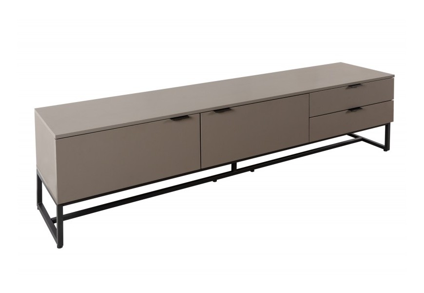Designový industriální TV stolek Marsh s hnědoševou povrchovou úpravou a s černou kovovou konstrukcí