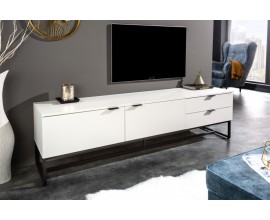 Moderní TV stolek Marsh do obývacího pokoje v bílém provedení se dvěma dvířky a šuplíky 180cm