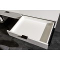 Moderní bílý psací stůl Marsh do pracovny se dvěma šuplíky a s černou kovovou podstavou 120cm 
