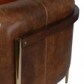 Luxusní vintage kožená trojsedačka Leatheriva do obývacího pokoje v ořechově hnědé barvě s kovovými nožičkami zlaté barvy 240cm