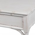 Designový provence konzolový stolek Bayur v bambusovém off white barevném provedení se dvěma šuplíky