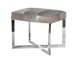 Chromová moderní taburetka Tallys s šedým potahem a kovovou chromovou konstrukcí 61cm