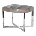 Chromová moderní taburetka Tallys s šedým potahem a kovovou chromovou konstrukcí 61cm