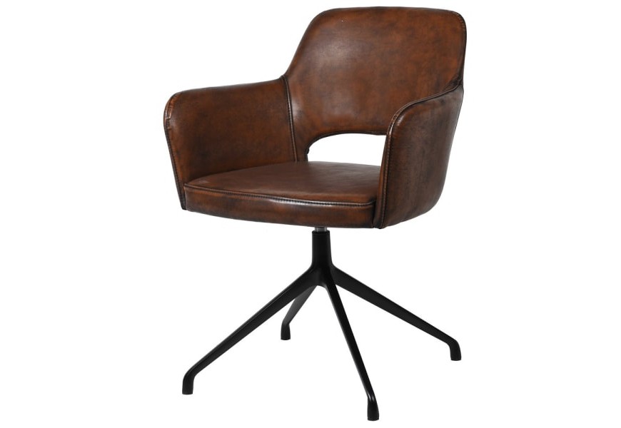 Vintage židle Bard do pracovny v tmavě hnědé kaštanové barvě s černýma nohama 82cm