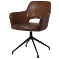 Vintage židle Bard do pracovny v tmavě hnědé kaštanové barvě s černýma nohama 82cm
