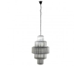 Art-deco luxusní lustr Dager s kovovou konstrukcí a závěsným skleněným průsvitným zdobením 55cm