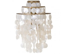 Luxusní art-deco lustr White Pearl se zlatou konstrukcí a perležovým lasturovým zdobením 51cm