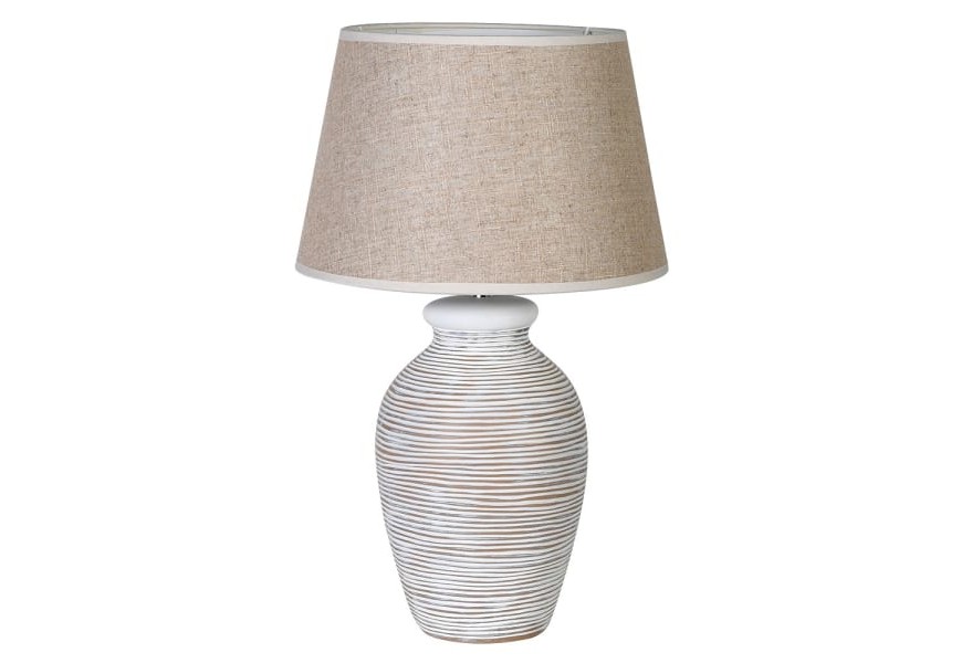 Elegantní vintage noční lampa Dalia v béžové barvě s textilním stínítkem