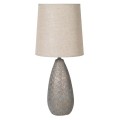 Elegantní vintage noční lampa Othel s podstavou z materiálu polyresin v šedé barvě as textilním stínítkem