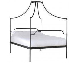 Exkluzivní manželská postel Regina s baldachýnem a s černou kovovou konstrukcí 160cm