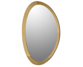 Art-deco nástěnné zrcadlo Helvetia nepravidelného oválného tvaru se zlatým rámem z kovu 152cm