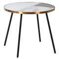 Elegantní art-deco příruční stolek Joanet kulatého tvaru se zlatou konstrukcí a mramorovou deskou