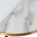 Art-deco příruční kulatý stolek Joanet do obývacího pokoje s mramorovou povrchovou deskou a zlatýma nohama 50cm