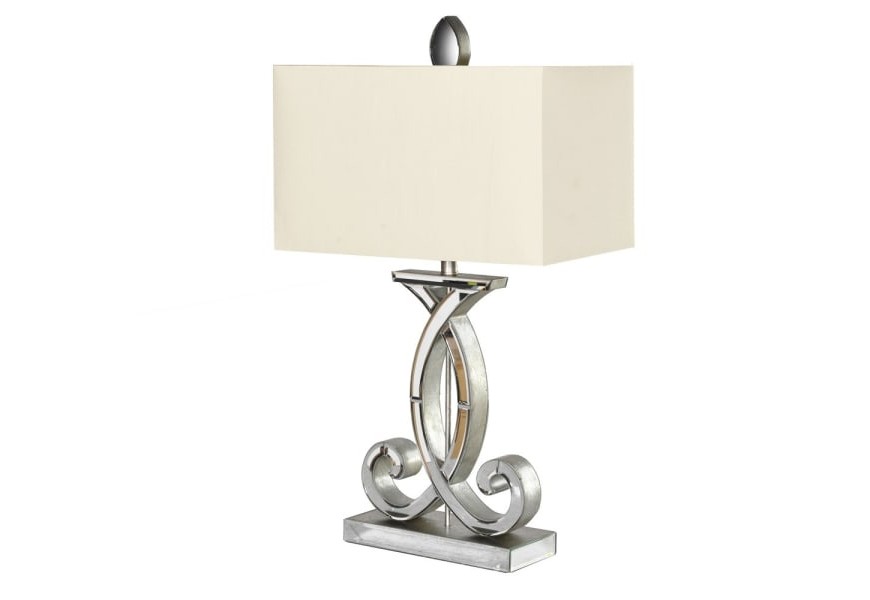 Exkluzivní designová stolní lampa Euridea se stříbrnou zámeckou podstavou a obdélníkovým stínítkem