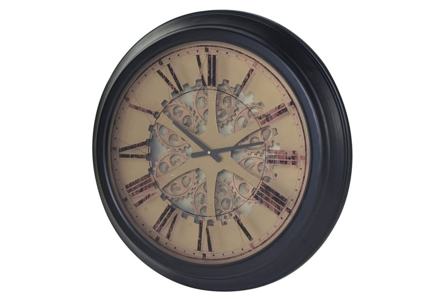 Nástěnné hodiny Eldera s černým rámem as vintage dobovým ciferníkem