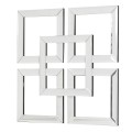 Designová zrcadlová nástěnná dekorace Oleom geometrických tvarů stříbrné barvy