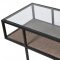 Kovový konzolový stolek Diveni Black v černé barvě v moderním skleněném provedení s úložným prostorem