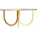 Art-deco designový kulatý kovový konferenční stolek Corbusier s mramorovou povrchovou deskou ve třech barevných odstínech 88cm