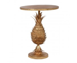 Art-deco kruhový příruční stolek Pineapple s kovovou konstrukcí ve tvaru ananasu zlaté barvy 67cm