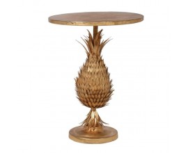 Exkluzivní art-deco příruční stolek Pineapple kruhového tvaru s kovovou konstrukcí zlaté barvy