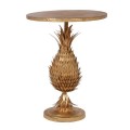 Exkluzivní art-deco příruční stolek Pineapple kruhového tvaru s kovovou konstrukcí zlaté barvy