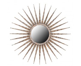 Art-deco kulaté zrcadlo Poures s kovovým rámem ve tvaru slunečních paprsků 116cm