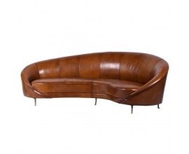 Vintage luxusní sedačka Beverly z pravé kůže hnědé barvy nepravidelného oválného tvaru 240cm