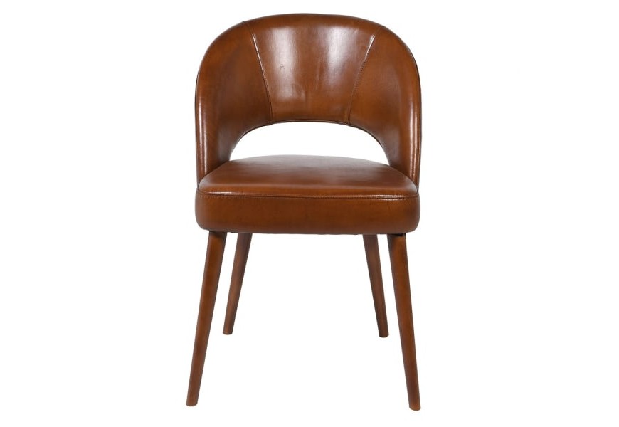 Luxusní kožená židle Beverly ve vintage stylu se zaobleným opěradlem