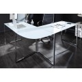 Luxusní rohový skleněný psací stůl Big Deal bílý