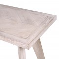 Vintage bílý konzolový stolek Parquet z dřevěného masivu s parketovým designem a šikmými nožičkami