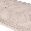 Designová venkovská lavice Parquet z masivního dřeva v obdélníkovém tvaru ve vintage bílé barvě se šikmými nožičkami 165cm