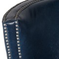 Vintage designové čalouněné kožené křeslo Blues v džínově modrém provedení s ozdobnými stříbrnými nýty 118cm