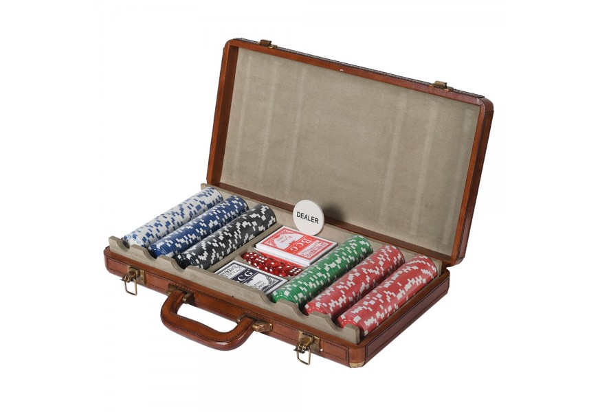 Designový kožený Poker Set v hnědém barevném provedení 40cm