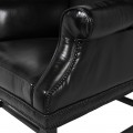 Luxusní černé kožené křeslo ušák Pablo ve vintage stylu s ozdobnými černými kovovými nýty 103cm 