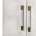 Art-deco luxusní barová skříňka Pellia Marble s potahem z pravé kůže bílé barvy se zlatým zdobením 163cm