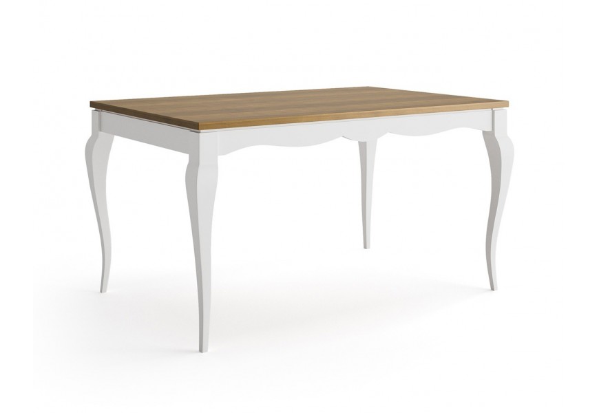 Luxusn&iacute; klasick&yacute; obd&eacute;ln&iacute;kov&yacute; j&iacute;deln&iacute; stůl Mediterr&aacute;neo z masivn&iacute;ho dřeva s prohnut&yacute;mi nožičkami 140 cm