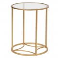 Designový kulatý příruční stolek Eloisse v art-deco stylu ze skla a kovu zlaté barvy